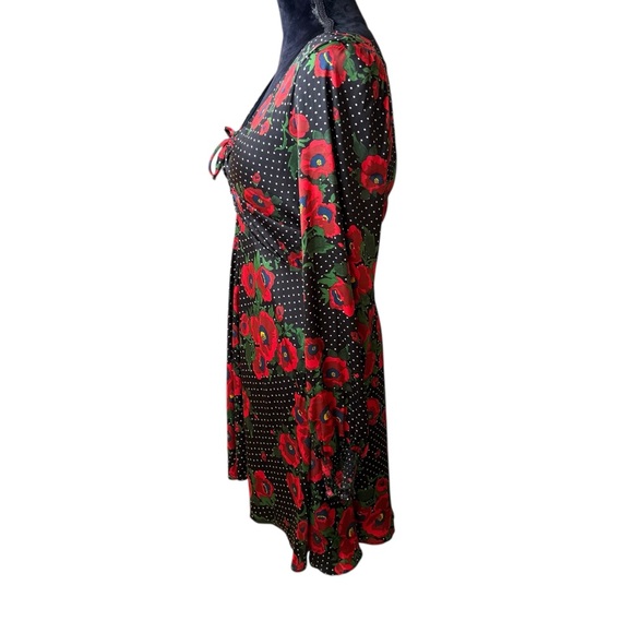 Free People Black and Red Floral Long Sleeve Dress - Picture 5 of 11